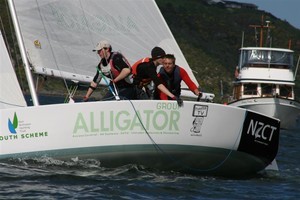 National Youth Match Racing Champs (L to R) Chris Jones, Matthew Clough, Matthew Steven - New Zealand Youth Match Racing National Championships photo copyright Dean Stanley taken at  and featuring the  class