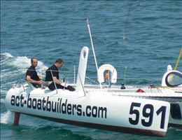 Paradox - multihull winner. Photo: Fiona Graham-Mackay http://www.rsyc.org.uk.  Biscay Challenge © SW