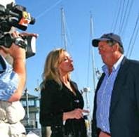 Dennis Conner talks to Renée Sams of KDOC-TV; he starts Saturday photo copyright Rich Roberts http://www.UnderTheSunPhotos.com taken at  and featuring the  class