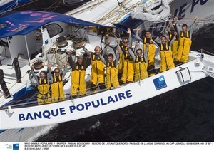 Banque Populaire V crew - Transatlantic record photo copyright BPCE/ Benoit Stichelbaut http://www.voile.banquepopulaire.fr taken at  and featuring the  class