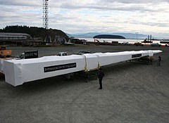 A package believed to be a wing mast element emerges from the BMW Oracle building facility in Anacortes photo copyright BMW Oracle Racing Photo Gilles Martin-Raget http://www.bmworacleracing.com taken at  and featuring the  class