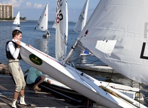 Dockside, Laser Fleet with USA&rsquo;s Charlie Buckingham preparing for the Rolex Miami OCR photo copyright  Rolex / Dan Nerney taken at  and featuring the  class