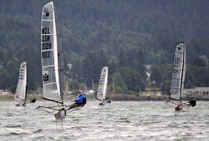 Kevin Hall (USA/NZL) racing at the 2009 Moth Worlds at Cascade Locks, Oregon photo copyright Sean Trew (Pacific Fog) http://www.pacificfog.net/ taken at  and featuring the  class