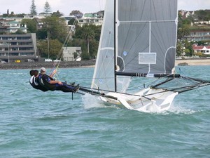 Opening day ANZAC 18ft skiffs - Waitemata Harbour photo copyright Ross Whitburn taken at  and featuring the  class