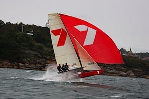 Seven 18' skiff - Big 25kt cold Northerly wind on Sydney Harbour and outgoing tide made for extreme conditions. Wild rides, big crashes - Nov 18, 2008 photo copyright Andrew Palfrey taken at  and featuring the  class