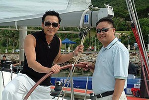 (left) Zhou Zhao Long, international movie star, and (right) David Zhong, CEO of China Cup International Regatta Management Co.Ltd. photo copyright CCIR taken at  and featuring the  class
