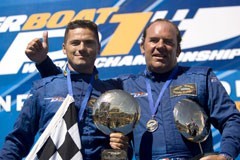 Aaron Ciantar and Angelo Tedeschi celebrate #44 Conam Yachts' SuperSport title success in Vigo photo copyright Powerboat P1 World Championship http://www.powerboatp1.com taken at  and featuring the  class