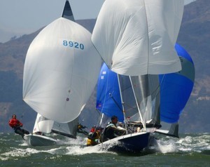505s blast downwind. Rich Roberts / photo boat skipper Dennis Surtees (Day 3) photo copyright Rich Roberts http://www.UnderTheSunPhotos.com taken at  and featuring the  class
