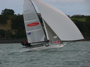 Opening day ANZAC 18ft skiffs - Waitemata Harbour photo copyright Ross Whitburn taken at  and featuring the  class