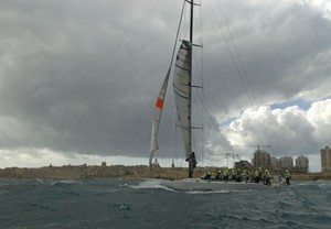 Rambler enters the harbour after a rough and difficult race - 2007 Rolex Middle Sea Race photo copyright  Rolex/ Kurt Arrigo http://www.regattanews.com taken at  and featuring the  class