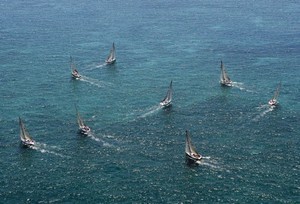 Fleet during the upwind leg 2008 Rolex Farr 40 World Championship
 photo copyright  Rolex/Daniel Forster http://www.regattanews.com taken at  and featuring the  class