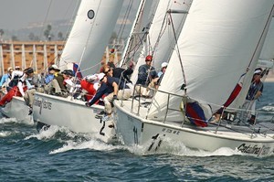 A sample of the tight racing to expect from the 2009 Linda Elias Memorial Women's One Design Challenge, Oct. 17-18 - Linda Elias Memorial Women's One Design Challenge photo copyright Rick Roberts  taken at  and featuring the  class