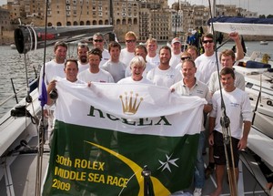 ALEGRE crew, 30th Rolex Middle Sea Race overall winner - Rolex Middle Sea Race photo copyright  Rolex/ Kurt Arrigo http://www.regattanews.com taken at  and featuring the  class