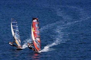 Bjorn Dunkerbeck and Steve Allen - Pegasus Airlines Alacati PWA World Cup 2009 photo copyright  John Carter / PWA http://www.pwaworldtour.com taken at  and featuring the  class
