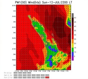 PredictWind - wind strength and direction as at 2200hrs on Sunday 12 July photo copyright PredictWind.com www.predictwind.com taken at  and featuring the  class