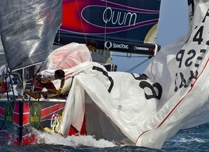 Crew fighting with the spinnaker onboard CASER QUUM - Trofeo S.M. La Reina Rolex Cup photo copyright  Rolex/ Kurt Arrigo http://www.regattanews.com taken at  and featuring the  class