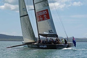The ETNZ crew lose the spinnaker pole to leeward -  Louis Vuitton Pacific Series - Practice - 22 January 2009 photo copyright Richard Gladwell www.photosport.co.nz taken at  and featuring the  class