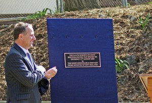 Prime Minister John Key unveils the plaque to mark the opening of the Ralph Roberts block photo copyright Richard Gladwell www.photosport.co.nz taken at  and featuring the  class