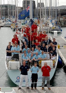 Exercise Transglobe Rolex Sydney Hobart Crews with skippers in foreground (L-R) Richard Tarr – Skipper of Adventurer of Hornet Navy, Becky Walford – Skipper, Discoverer of Hornet Air Force, and Darren ‘Windy’ Gale – Skipper Challenger of Hornet Army. image - Exercise TRANSGLOBE photo copyright SW taken at  and featuring the  class