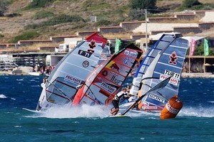 First mark pile up - Pegasus Airlines Alacati PWA World Cup - Day 1 photo copyright  John Carter / PWA http://www.pwaworldtour.com taken at  and featuring the  class
