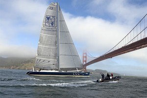 Gitana 13 and the Golden Gate Bridge - The Route de l'Or photo copyright  Copyright : Gitana S.A. http://www.gitana-team.com/en/ taken at  and featuring the  class