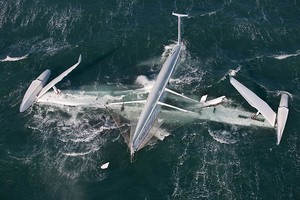 l'Hydroptere after capsizing on 20 December 2008 photo copyright Gilles Martin-Raget / Hydroptere taken at  and featuring the  class