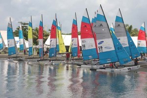 The fleet on the beach at the 2007 Hobie 16 Worlds, Suva, Fiji. photo copyright Terri McKenna taken at  and featuring the  class