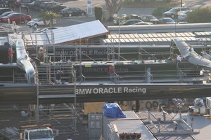 Centre of main hull has been stripped of grinder pedestals - BOR90/USA emerges from the builder’s shed - San Diego 24 October 2009 photo copyright Kazenotayori taken at  and featuring the  class