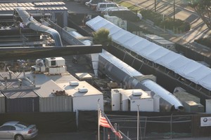 Rudders visible as BOR90/USA emerges from the builder’s shed - San Diego 24 October 2009 photo copyright Kazenotayori taken at  and featuring the  class