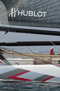 Alinghi 5 training off Ras al-Khaimah (UAE) photo copyright Alinghi Team www.alinghi.com taken at  and featuring the  class