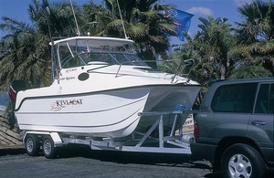 Kevlacat power catamaran on custom-built trailer, endless opportunities for the travelling angler photo copyright Andrew Short Marine www.andrewshortmarine.com.au taken at  and featuring the  class