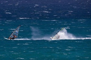 Moussilmani hangs on - 2009 Fuerteventura PWA Grand Slam – Day 4 photo copyright  John Carter / PWA http://www.pwaworldtour.com taken at  and featuring the  class