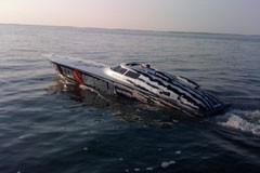 The new Team Quai 222 outfit head out for the first major test of their new Fountain 41 Evolution boat photo copyright Powerboat P1 World Championship http://www.powerboatp1.com taken at  and featuring the  class
