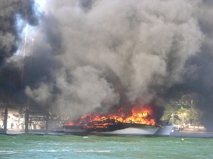 Newport Anchorage Marina fire 2 photo copyright David Bray taken at  and featuring the  class