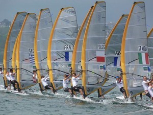 Start of Mens race 2008 RS:X Europeans, Brest, France photo copyright Claude Breton taken at  and featuring the  class
