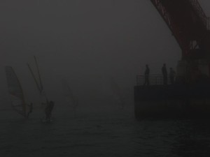RS:X sailors returning home in the fog, Qingdao, June 2008 photo copyright Smiling Student taken at  and featuring the  class