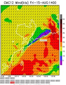Predict Wind - 1km at 1400hrs - Qingdao 15 August 2008 photo copyright PredictWind.com www.predictwind.com taken at  and featuring the  class