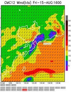 Predict Wind - 1km at 1600hrs - Qingdao 15 August 2008 photo copyright PredictWind.com www.predictwind.com taken at  and featuring the  class