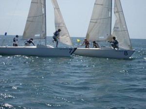 Racing at the US Youth Match Racing camp photo copyright Dave Perry taken at  and featuring the  class