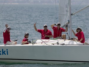 Ray Roberts and the Quantum Racing crew celebrate winning the Coronation Cup. Top of the Gulf Regatta 2009, Ocean Marina Yacht Club, Pattaya, Thailand photo copyright Guy Nowell http://www.guynowell.com taken at  and featuring the  class
