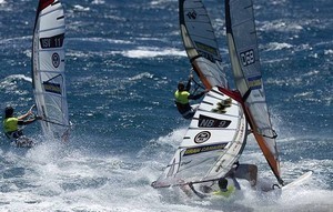 Taty goes down - 2008 Gran Canaria PWA Grand Slam – Day Two photo copyright  John Carter / PWA http://www.pwaworldtour.com taken at  and featuring the  class
