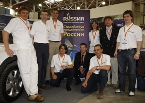 Team Russia 2008 crewmen - Left to right: Leonid Dubeykovskiy (Team media crew, Michael Woods (Team CEO), Andreas Hanakamp (skipper), Rodion Luka (helmsman),Oleg Zherebtsov (team principle),Sergey Bogdanov(media crew), Liz Rushall (Team communications), Yuri Firsov (shortlisted Russian crew), Rustam Ismailov (Russian press officer) - Photo Sergey Bogdanov photo copyright Team Russia http://media.teamrussia.org taken at  and featuring the  class