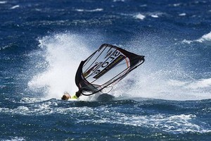 Tine Slabe takes the plunge - 2008 Gran Canaria PWA Grand Slam – Day Three photo copyright  John Carter / PWA http://www.pwaworldtour.com taken at  and featuring the  class