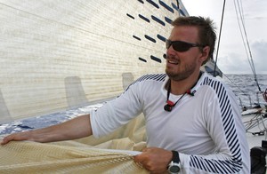 Trimmer Martin Stromberg during a sail change onboard Ericsson 3, on leg 5 of the Volvo Ocean Race, from Qingdao to Rio de Janeiro photo copyright Gustav Morin/Ericsson Racing Team/Volvo Ocean Race http://www.volvooceanrace.org taken at  and featuring the  class