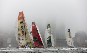 

Heavy fog sets in as the fleet head out at the start of leg 7 from Boston to Galway photo copyright Sally Collison/PUMA Ocean Racing http://www.sallycollison.com taken at  and featuring the  class