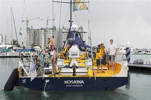 Team Russia departs Singapore. Volvo Ocean Race photo copyright Rick Tomlinson/Volvo Ocean Race http://www.volvooceanrace.com taken at  and featuring the  class