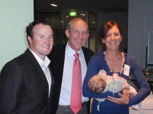 Yachting Victoria President Graham Cunningham with Glenn Ashby and Sarah Blanck – Sarah is holding Glenn baby daughter photo copyright Yachting Victoria Inc . http://www.vic.yachting.org.au/ taken at  and featuring the  class