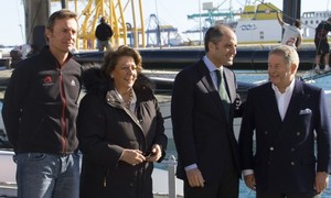 Ernesto Bertarelli, Rita Barbera, the Mayor of Valencia, Francisco Camps the President of the Valencia Region and Fred Meyer of Societe Nautique de Geneve at the Alinghi 5 function in Valencia. photo copyright Alinghi Team www.alinghi.com taken at  and featuring the  class