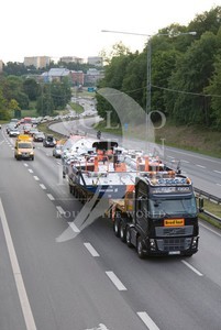Ericsson Racing Team transporting Ericsson 4 from the boatyard in Kista, Stockholm to Frihamnen where it is launched and transported to Saltsjobaden photo copyright  Oskar Kihlborg / Volvo Ocean Race taken at  and featuring the  class