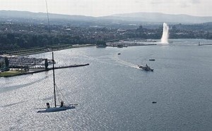 SYZ & CO hydrofoil catamaran above Lake Geneve photo copyright  SW taken at  and featuring the  class